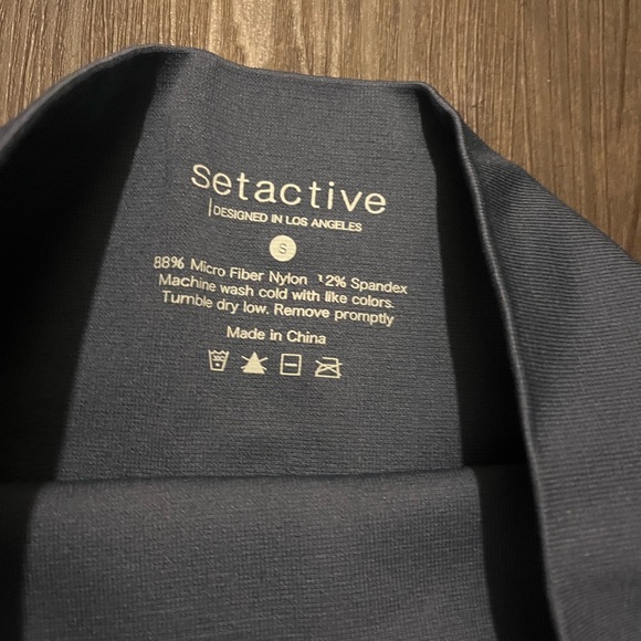 SET ACTIVE Blue One Shoulder Leggings/Sports Bra Set (Top Medium- Bottom Small) - Picture 3 of 4